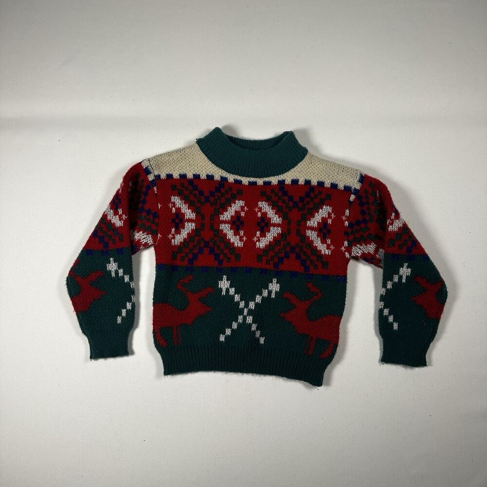 Toddler Boy Vintage 80s Holiday Sweater Euro 110 US 4T-5T Christmas Unbranded